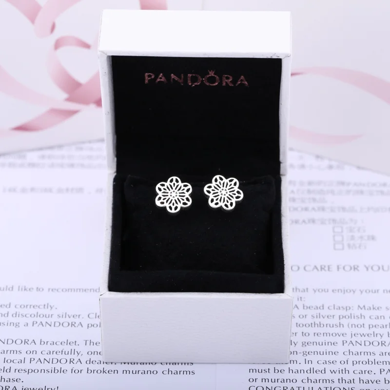 (image for) PANDORA Floral Daisy Lace Stud Earrings - 290692 - View 2