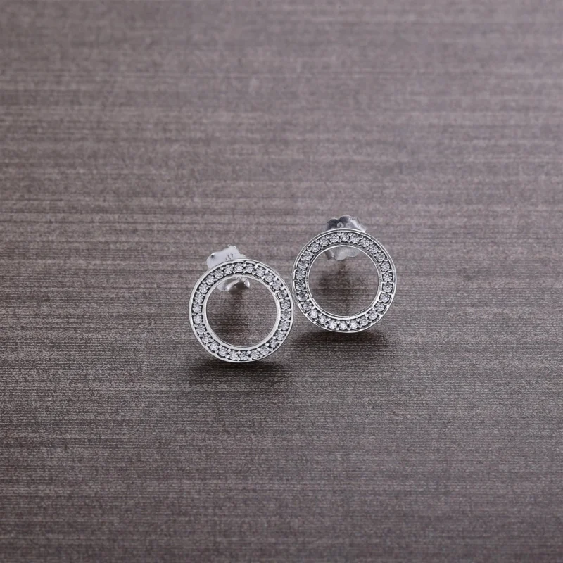 (image for) PANDORA Forever PANDORA with Clear CZ Stud Earrings - 290585CZ - View 2