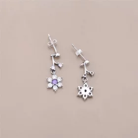 PANDORA Forget Me Not with Clear and Purple CZ Dangle Earrings - 290691ACZ
