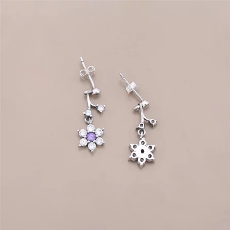 PANDORA Forget Me Not with Clear and Purple CZ Dangle Earrings - 290691ACZ