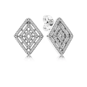 PANDORA Geometric Lines Stud Clear CZ Earrings - 296208CZ
