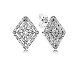 (image for) PANDORA Geometric Lines Stud Clear CZ Earrings - 296208CZ