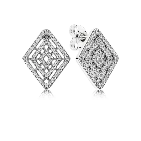 PANDORA Geometric Lines Stud Clear CZ Earrings - 296208CZ