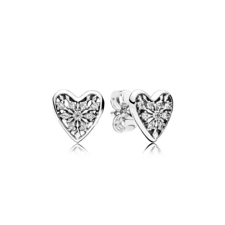 PANDORA Hearts of Winter Stud Earrings, Clear CZ - 296368CZ PANDORA Hearts of Winter Stud Earrings, Clear CZ - 296368CZ