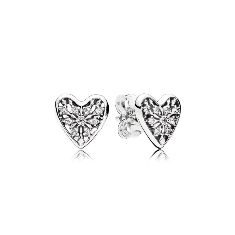 (image for) PANDORA Hearts of Winter Stud Earrings, Clear CZ - 296368CZ - Product Image