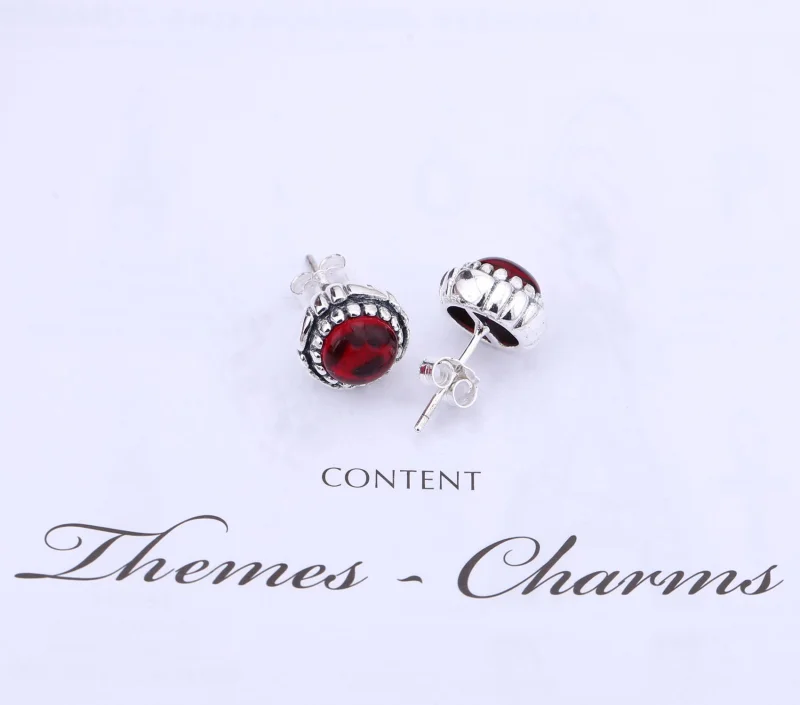 (image for) PANDORA January Birthstone Stud Earrings - 290543GA - View 2
