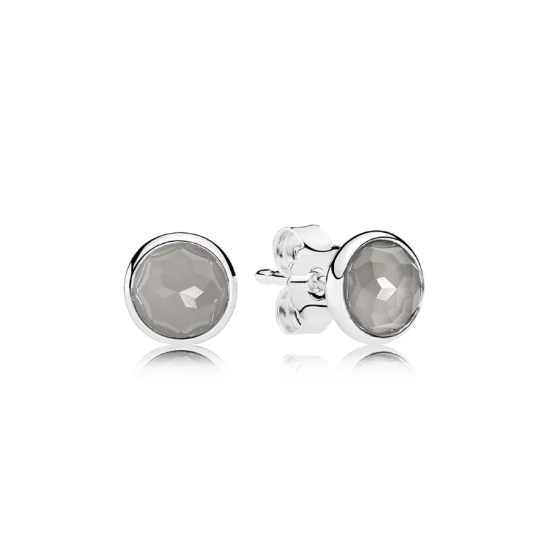 (image for) PANDORA June Droplets, Grey Moonstone Stud Earrings - 290738msg - Product Image