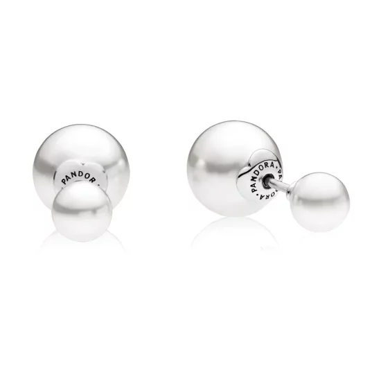 PANDORA Luminous Drops, White Crystal Pearl Stud Earrings - 290747WCP