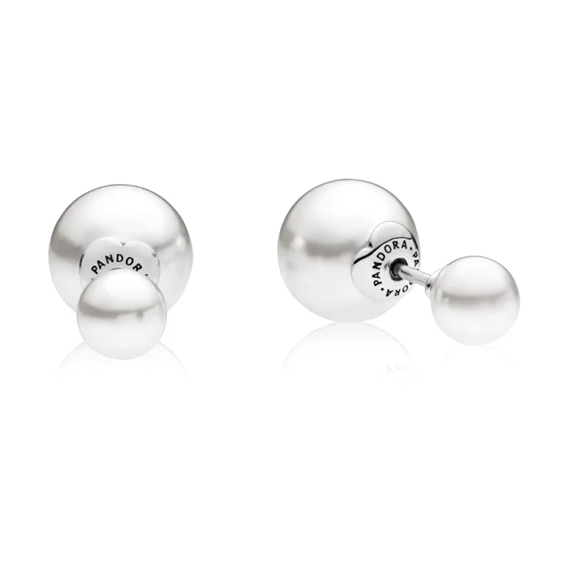 (image for) PANDORA Luminous Drops, White Crystal Pearl Stud Earrings - 290747WCP - Product Image