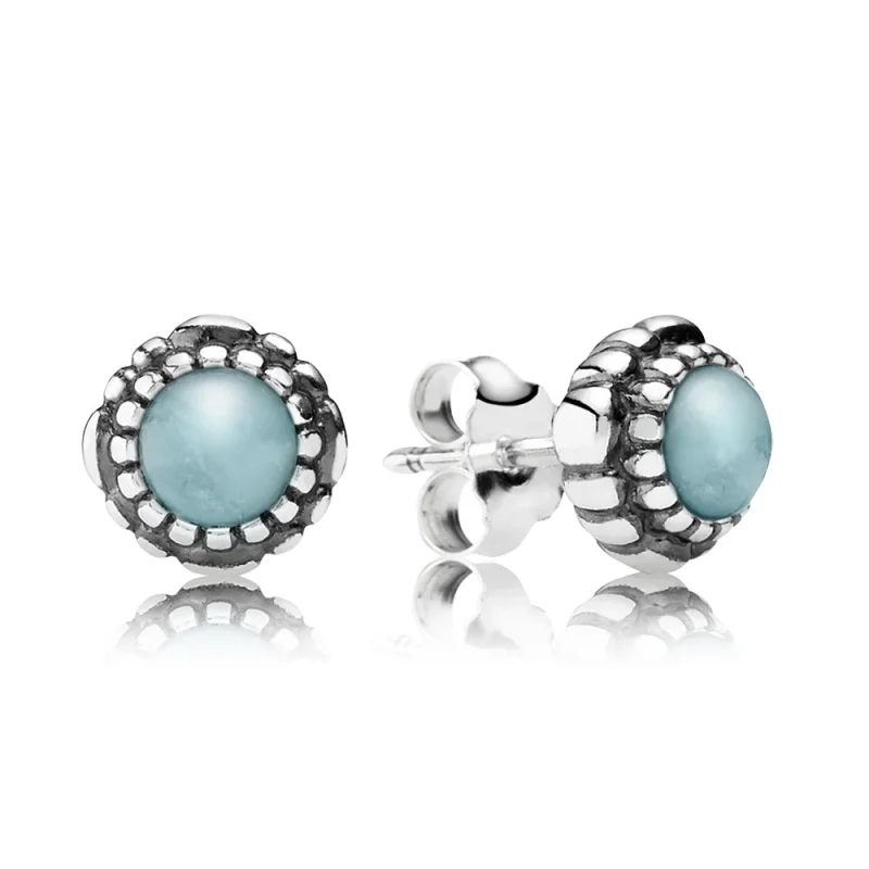 (image for) PANDORA March Birthstone Stud Earrings - 290543AQ - Product Image