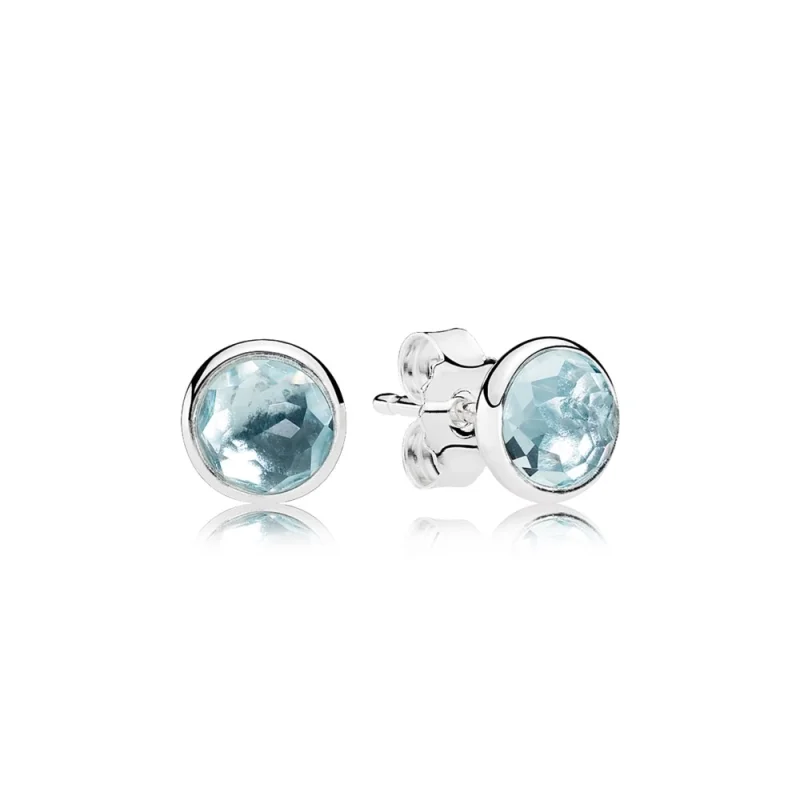 (image for) PANDORA March Droplets, Aqua Blue Crystal Stud Earrings - 290738nab - Product Image
