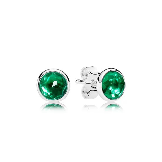PANDORA May Droplets, Royal-Green Crystal Stud Earrings - 290738nrg