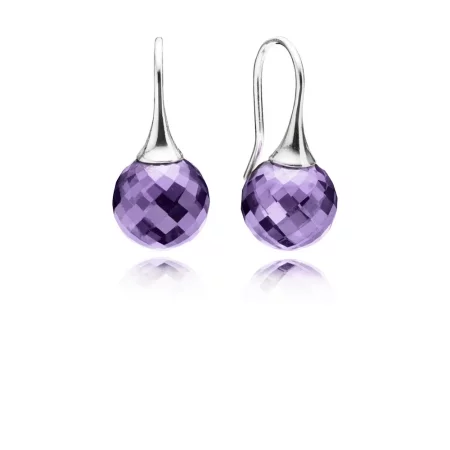 PANDORA Morning dew drop earrings, purple cz - 290552ACZ