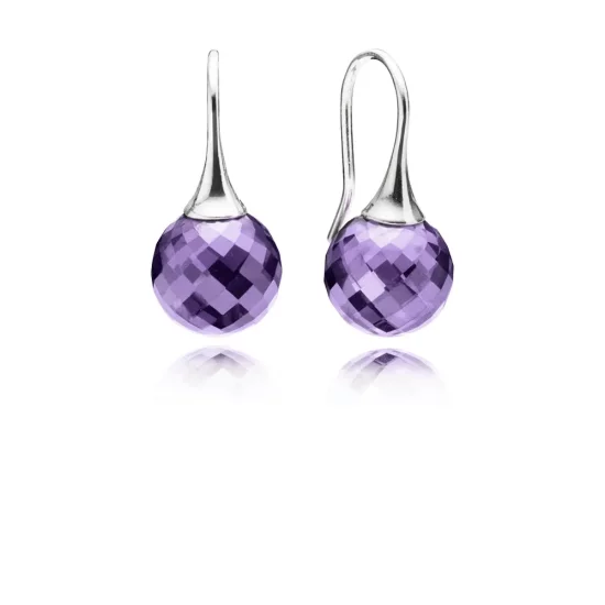 PANDORA Morning dew drop earrings, purple cz - 290552ACZ