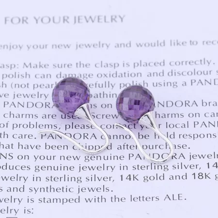 PANDORA Morning Dew, Lavender Cz Earrings - 290552LCZ