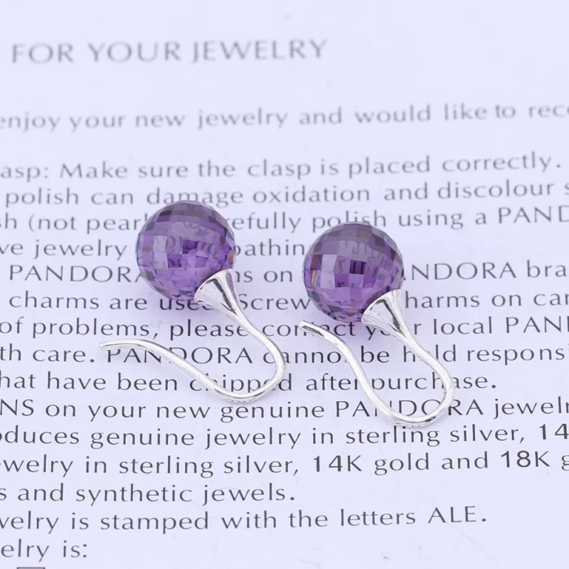 (image for) PANDORA Morning Dew, Lavender Cz Earrings - 290552LCZ - View 2