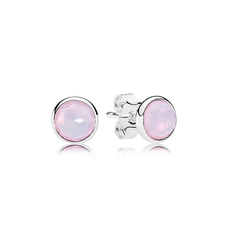 (image for) PANDORA October Droplets, Opalescent Pink Crystal Stud Earrings - 290738nop - Product Image