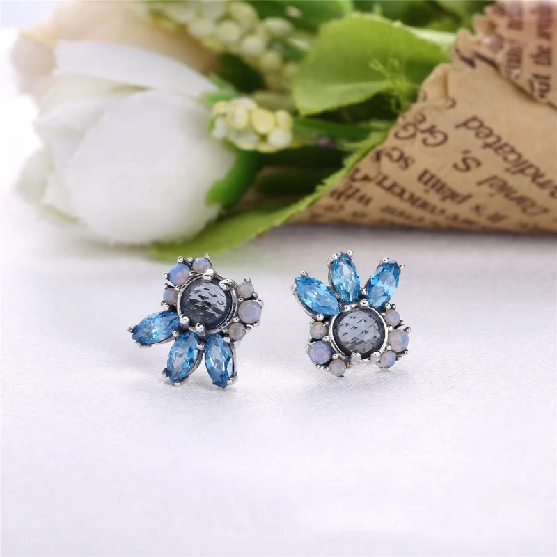 (image for) PANDORA Patterns of Frost with Multi-Colored Crystal Stud Earrings - 290731NMBMX - View 3