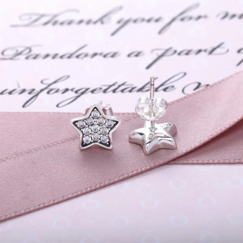 (image for) PANDORA Pavé Star Stud Silver Earrings - 290546CZ - View 2
