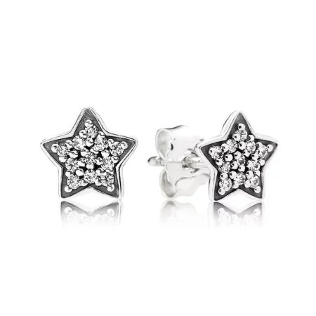 PANDORA Pavé Star Stud Silver Earrings - 290546CZ