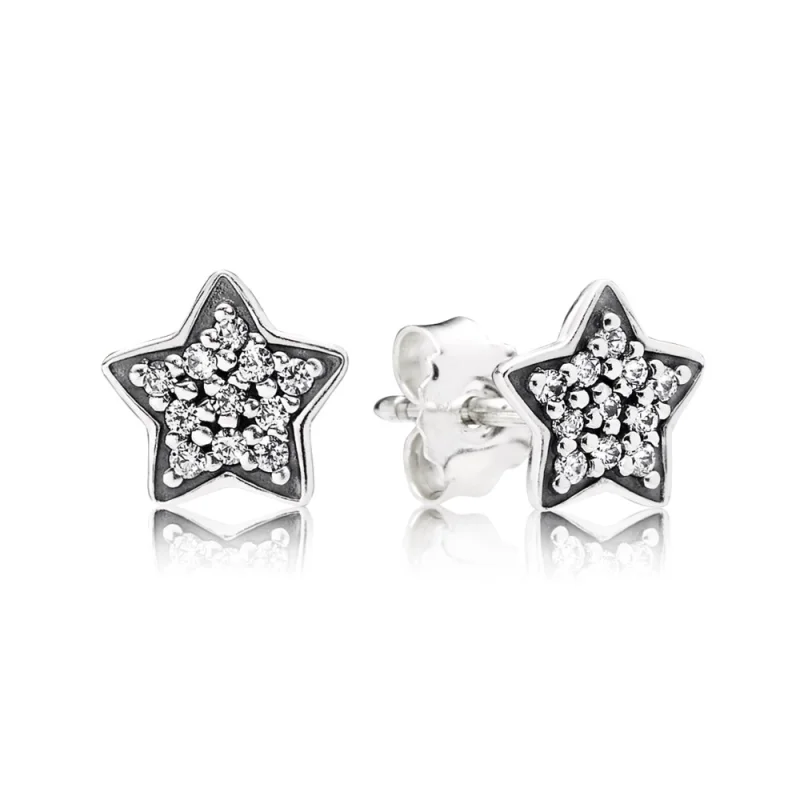 (image for) PANDORA Pavé Star Stud Silver Earrings - 290546CZ - Product Image