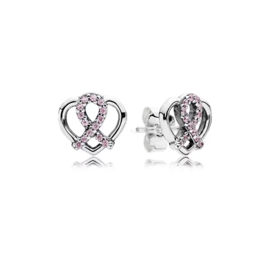 PANDORA Ribbon Heart Studs Earring - PT0044-1