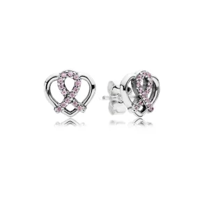 PANDORA Ribbon Heart Studs Earrings - PT0044-1 (image for) PANDORA Ribbon Heart Studs Earrings - PT0044-1