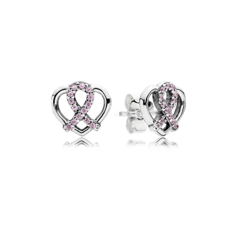 (image for) PANDORA Ribbon Heart Studs Earrings - PT0044-1 - Product Image