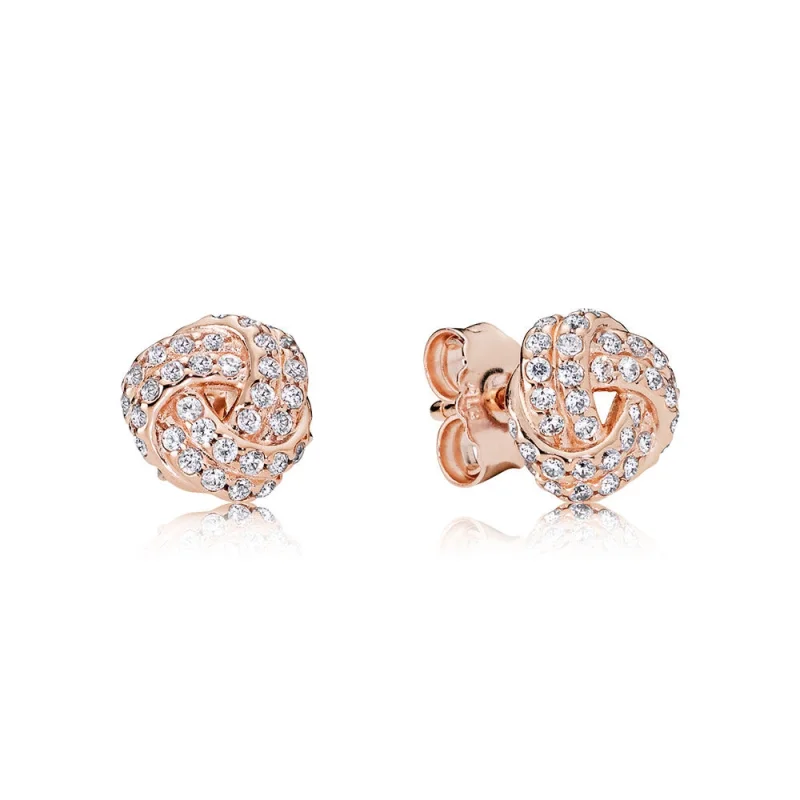 (image for) PANDORA Rose™ Sparkling Love Knot, Clear CZ Stud Earrings - 280696CZ - Product Image