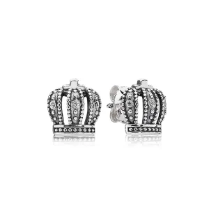 (image for) PANDORA Royal Crown, Clear Cz Stud Earrings - 290539CZ