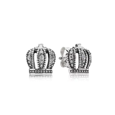 PANDORA Royal Crown, Clear Cz Stud Earrings - 290539CZ