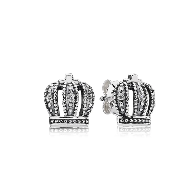 (image for) PANDORA Royal Crown, Clear Cz Stud Earrings - 290539CZ - Product Image