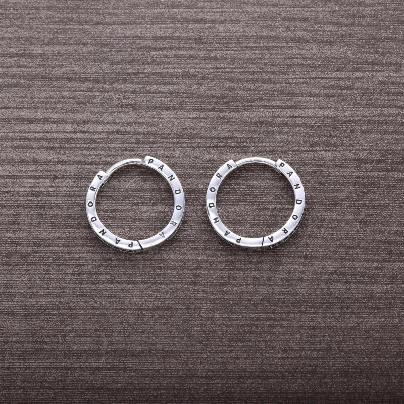 (image for) PANDORA Signature Hoop Earrings - 290558CZ - View 3