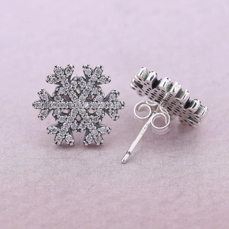 (image for) PANDORA Snowflake Stud Earrings - 290589CZ - View 2