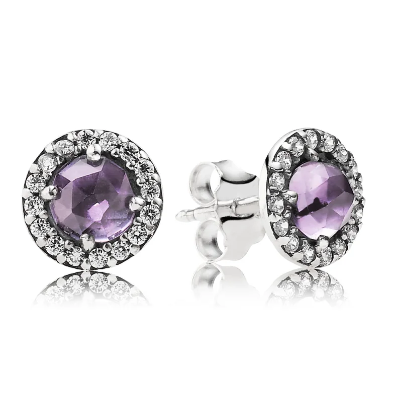 (image for) PANDORA Sparkling Amethyst Stud Earrings - 290548AM - Product Image