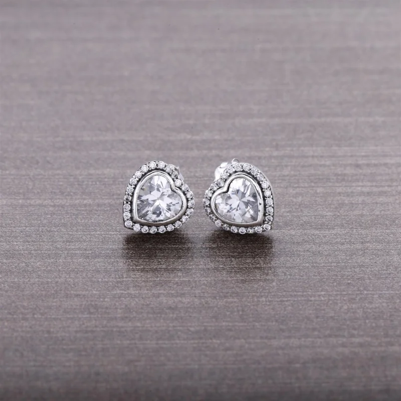 (image for) PANDORA Sparkling Hearts Stud Earrings - 290568CZ - View 2