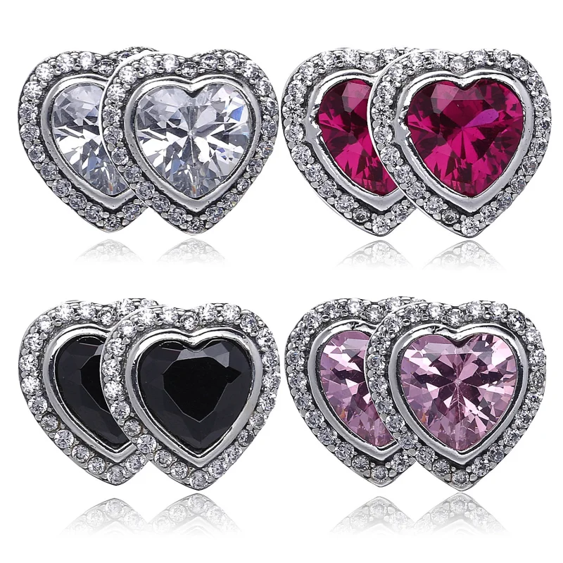 (image for) PANDORA Sparkling Hearts Stud Earrings - 290568CZ - View 4