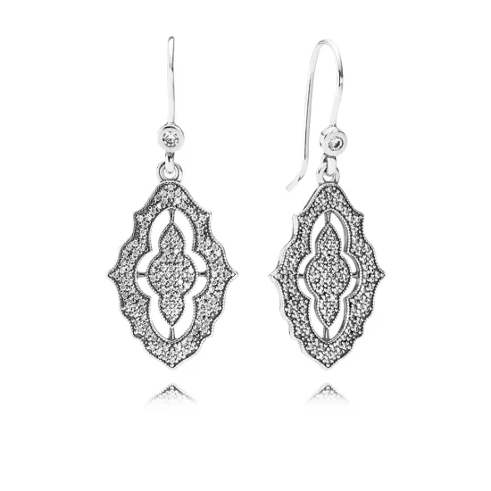 PANDORA Sparkling Lace Drop Earrings, Clear CZ - 290563CZ