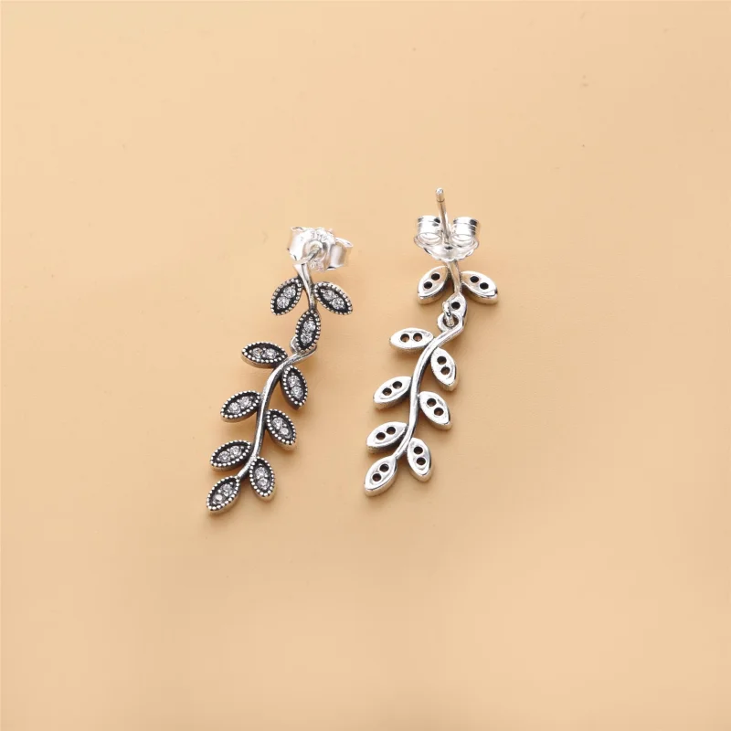 (image for) PANDORA Sparkling Leaves Drop Earrings, Clear CZ - 290565CZ - View 3