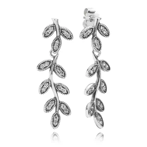 (image for) PANDORA Sparkling Leaves Drop Earrings, Clear CZ - 290565CZ