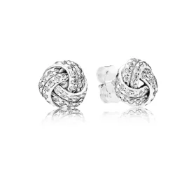 PANDORA Sparkling Love Knots Stud Earrings, Clear CZ - 290696CZ PANDORA Sparkling Love Knots Stud Earrings, Clear CZ - 290696CZ