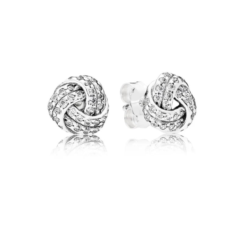 (image for) PANDORA Sparkling Love Knots Stud Earrings, Clear CZ - 290696CZ - Product Image