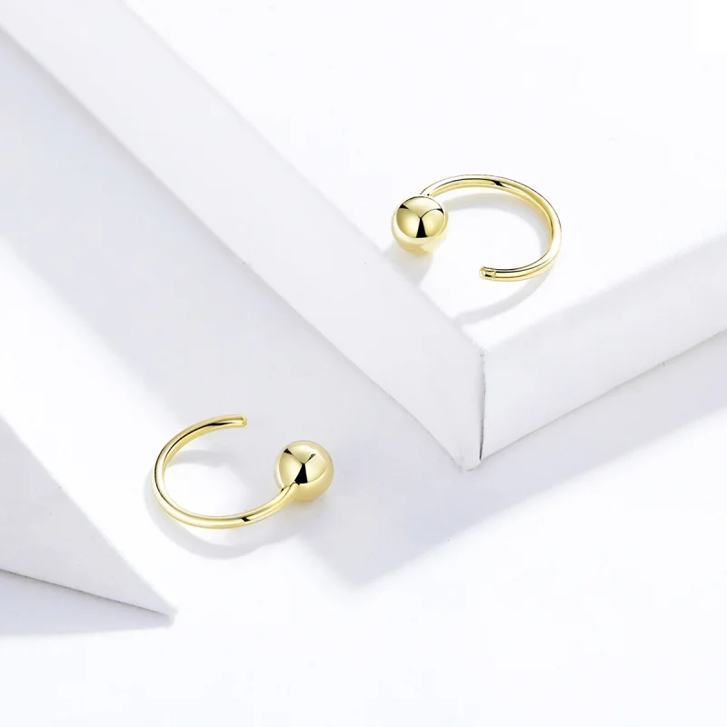 (image for) Pandora Style 18ct Gold Plated Ball Hoop Earrings - SCE782-B - View 4