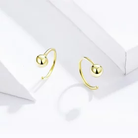 Pandora Style 18ct Gold Plated Ball Hoop Earrings - SCE782-B Pandora Style 18ct Gold Plated Ball Hoop Earrings - SCE782-B