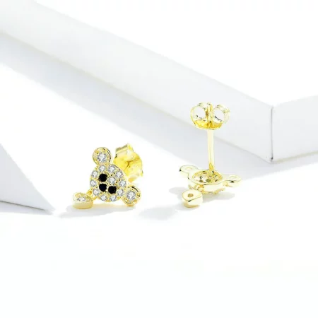 Pandora Style 18ct Gold Plated Cute Bear Stud Earrings - SCE788