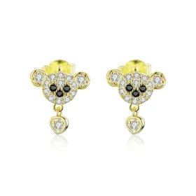 Pandora Style 18ct Gold Plated Cute Bear Stud Earrings - SCE788