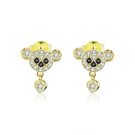 Pandora Style 18ct Gold Plated Cute Bear Stud Earrings - SCE788
