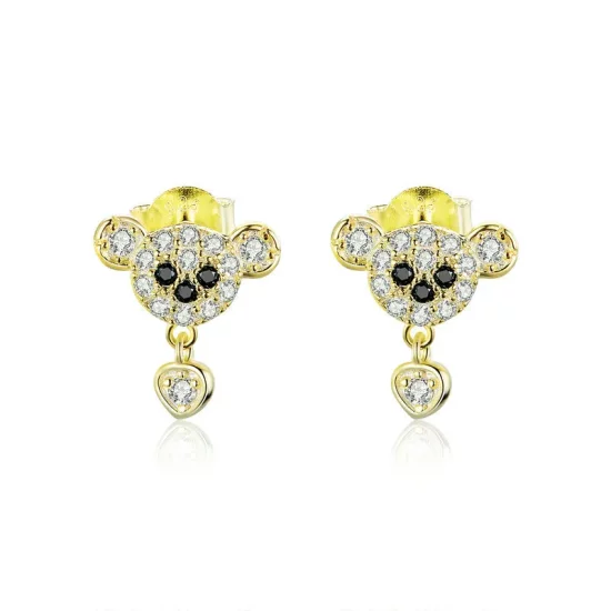 Pandora Style 18ct Gold Plated Cute Bear Stud Earrings - SCE788