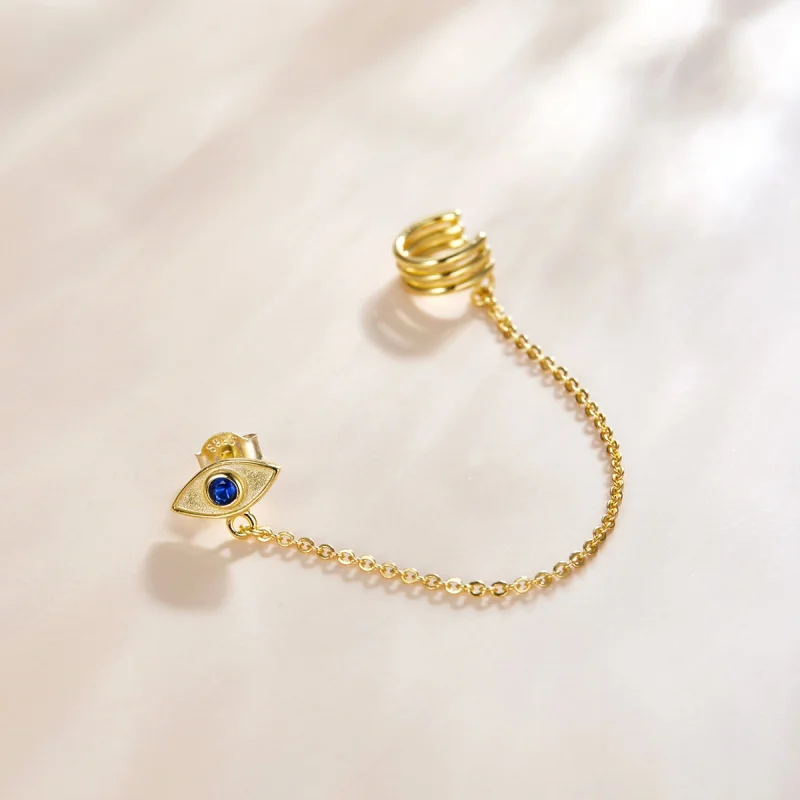 (image for) Pandora Style 18ct Gold Plated Devil's Eye Dangle Earrings - SCE1096 - View 4