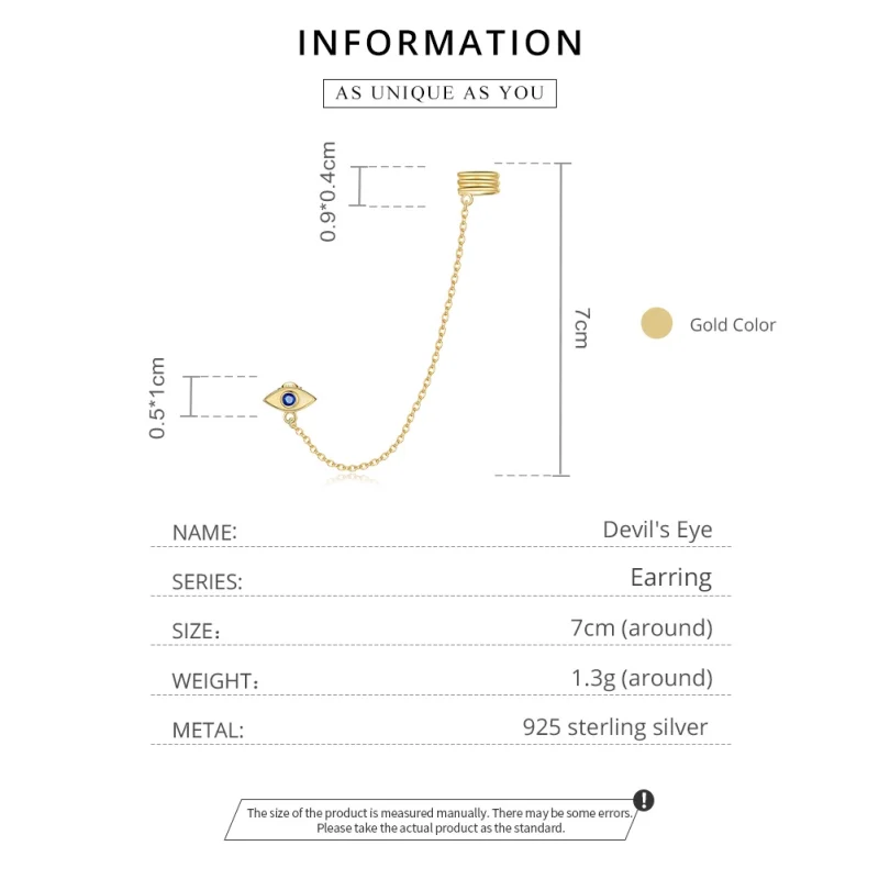 (image for) Pandora Style 18ct Gold Plated Devil's Eye Dangle Earrings - SCE1096 - View 8
